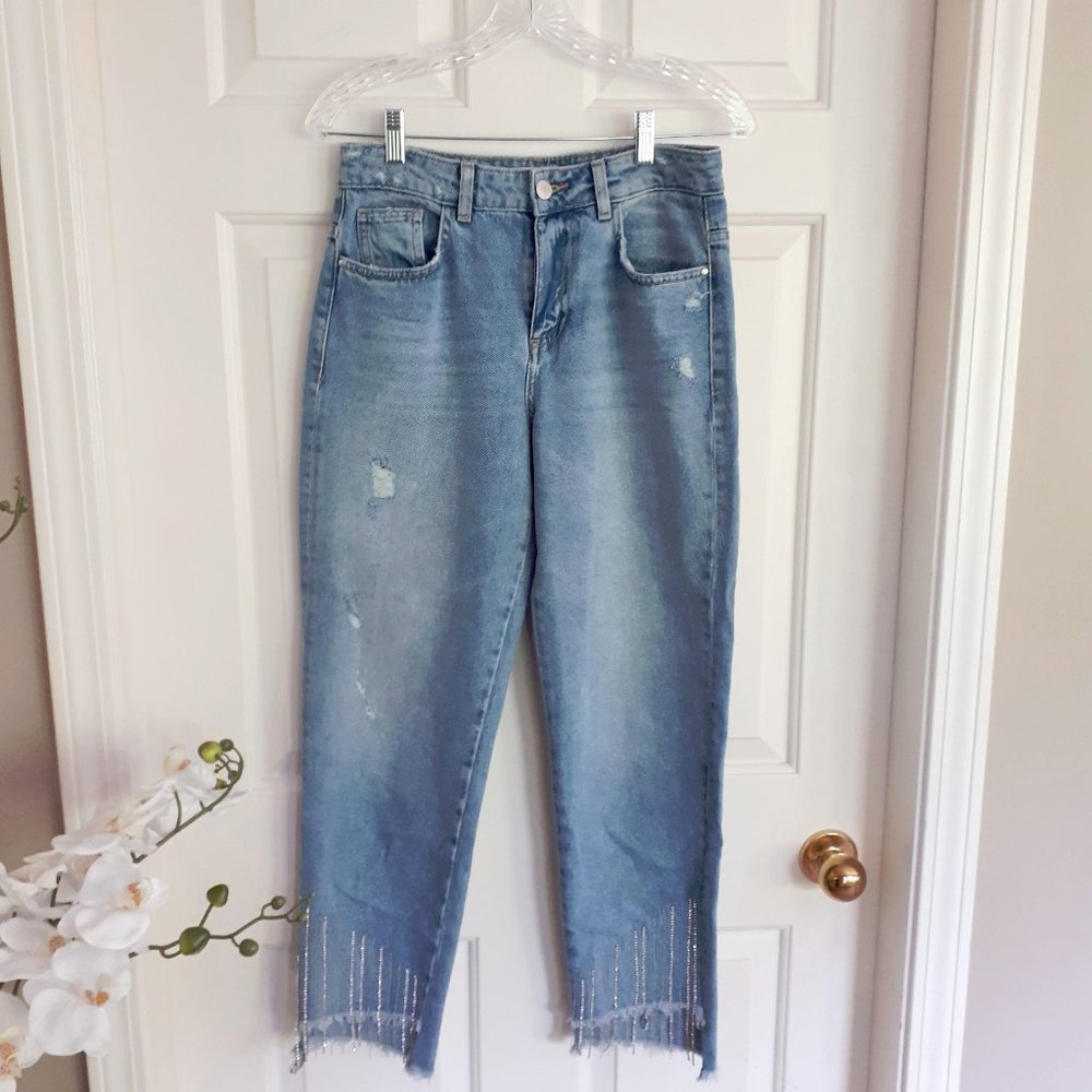 Zara light wash distressed "sparkle" denim, 4 - Picture 5 of 9